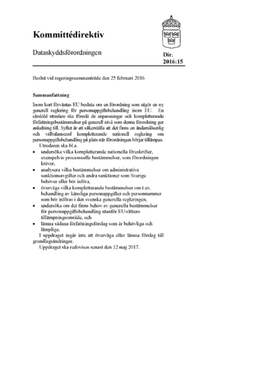 Omslaget till dir. 2016:15
