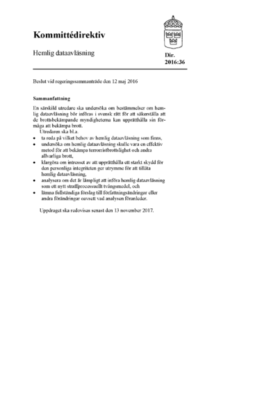 Omslaget till dir. 2016:36