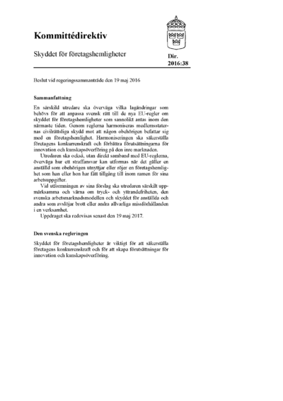 Omslaget till dir. 2016:38