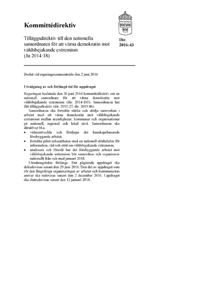 Omslaget till dir. 2016:43