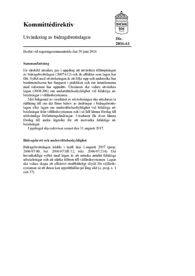 Omslaget till dir. 2016:61