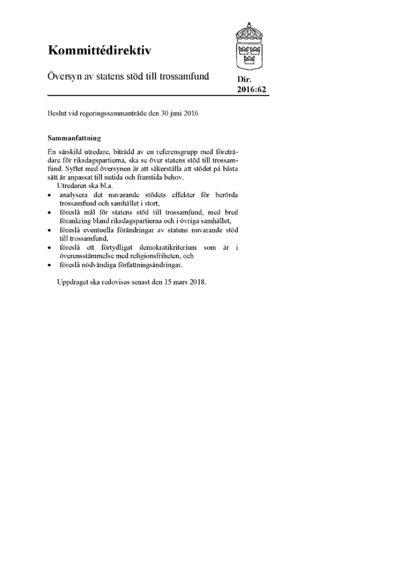 Omslaget till dir. 2016:62