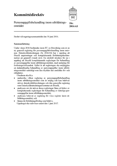 Omslaget till dir. 2016:63