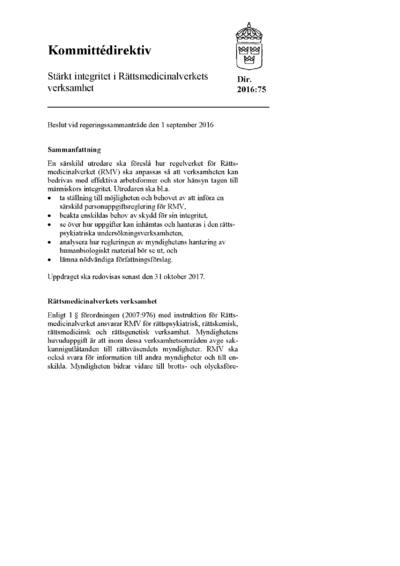 Omslaget till dir. 2016:75