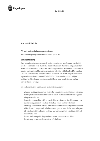 Omslaget till dir. 2019:39