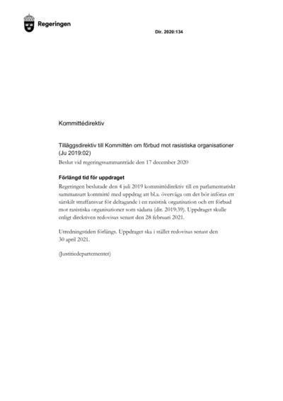 Omslaget till dir. 2020:134