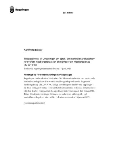 Omslaget till dir. 2020:67