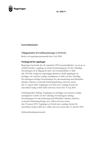 Omslaget till dir. 2020:73