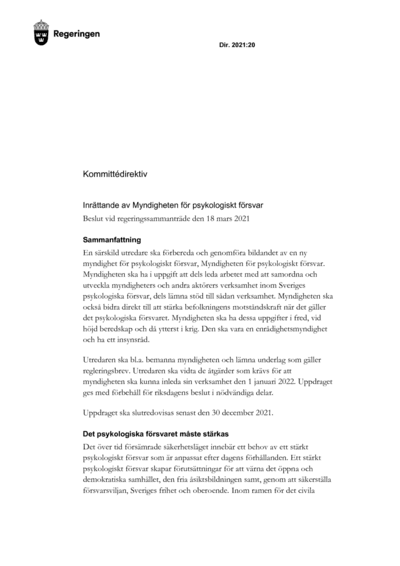 Omslaget till dir. 2021:20