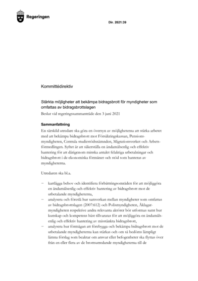 Omslaget till dir. 2021:39