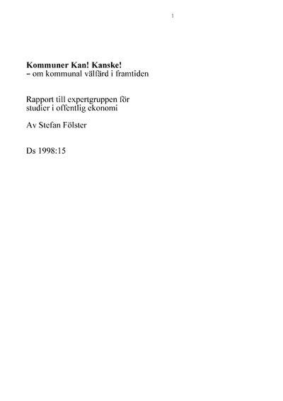 Omslaget till Ds 1998:15