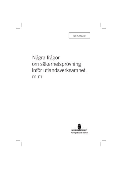 Omslaget till Ds 2006:20