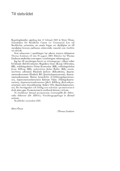 Omslaget till Ds 2009:61