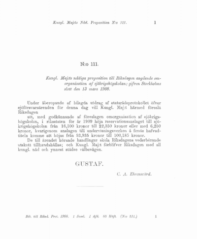 Omslaget till prop. 1908:111