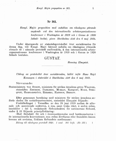 Omslaget till prop. 1921:361