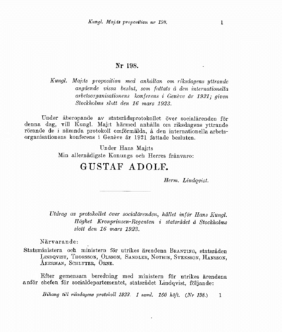 Omslaget till prop. 1923:198