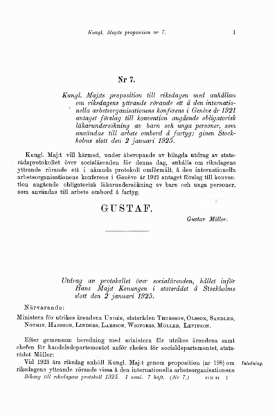 Omslaget till prop. 1925:7