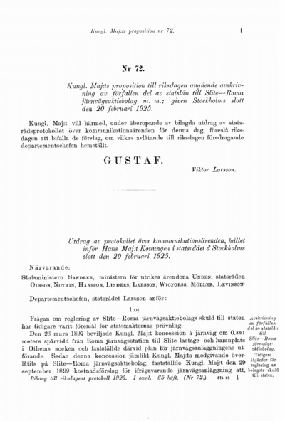Omslaget till prop. 1925:72