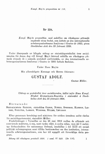 Omslaget till prop. 1926:118