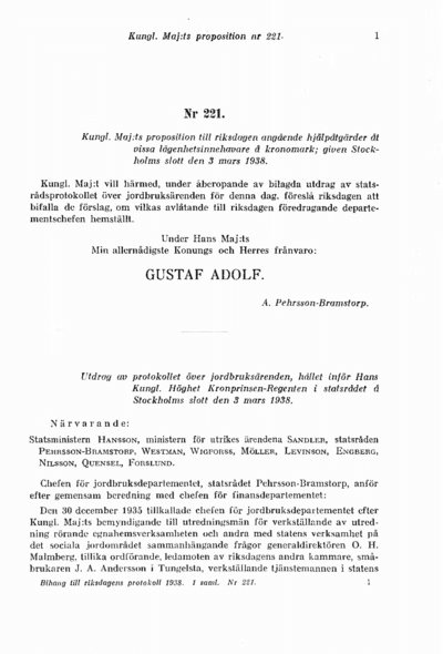 Omslaget till prop. 1938:221