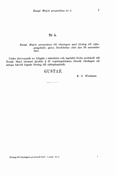 Omslaget till prop. 1942:5