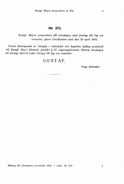 Omslaget till prop. 1945:273