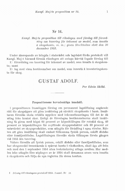 Omslaget till prop. 1954:14