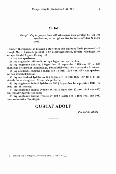 Omslaget till prop. 1955:151