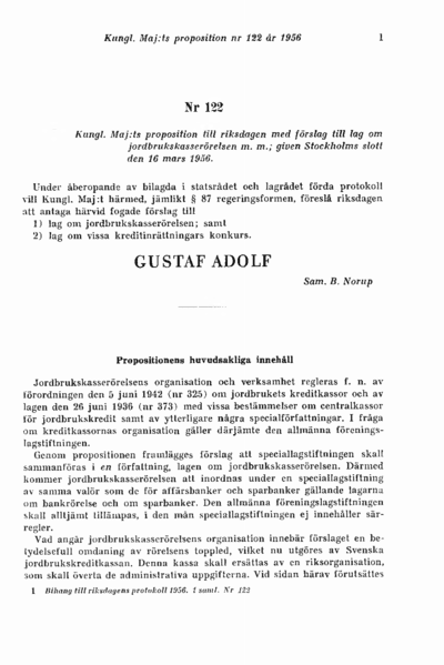 Omslaget till prop. 1956:122