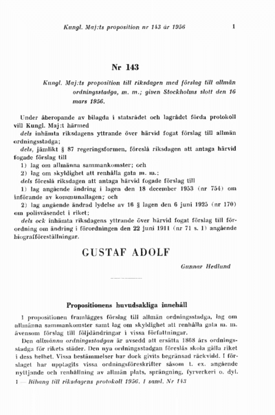 Omslaget till prop. 1956:143