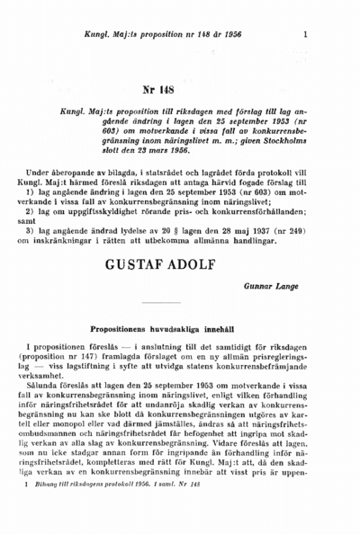 Omslaget till prop. 1956:148