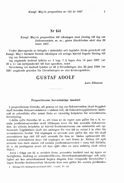 Omslaget till prop. 1957:151