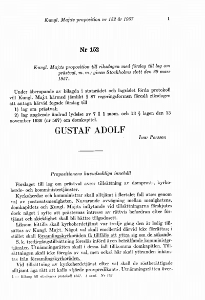 Omslaget till prop. 1957:152