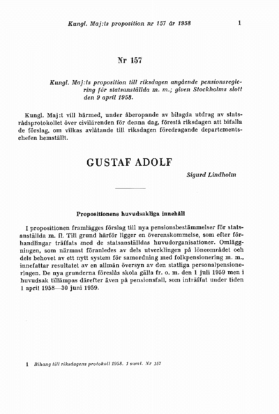 Omslaget till prop. 1958:157