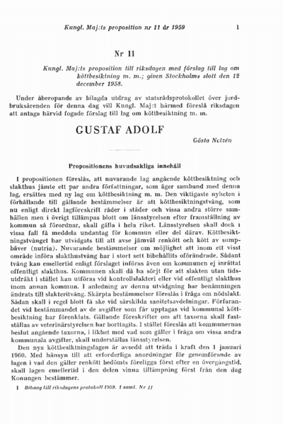 Omslaget till prop. 1959:11