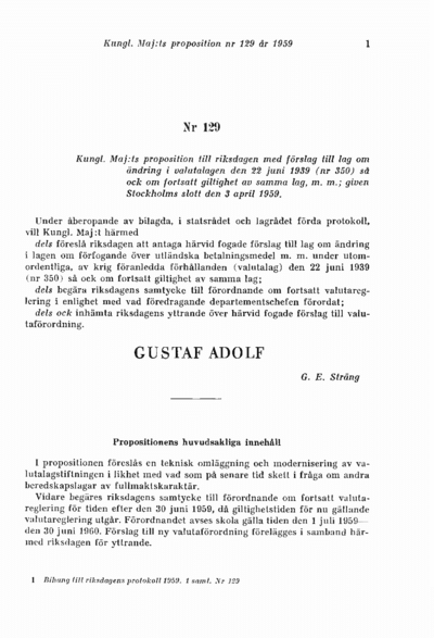 Omslaget till prop. 1959:129