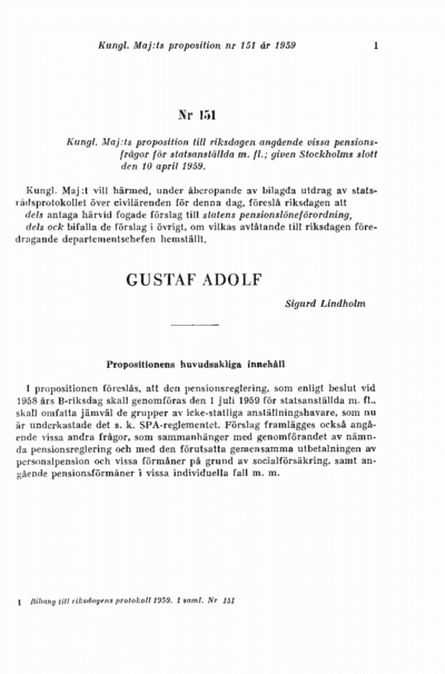 Omslaget till prop. 1959:151