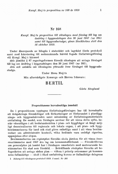 Omslaget till prop. 1959:168