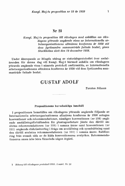 Omslaget till prop. 1959:23