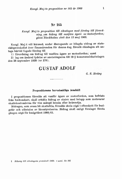 Omslaget till prop. 1960:165