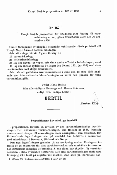 Omslaget till prop. 1960:167