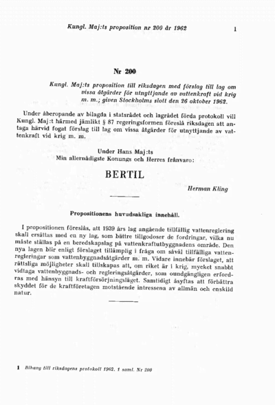 Omslaget till prop. 1962:200