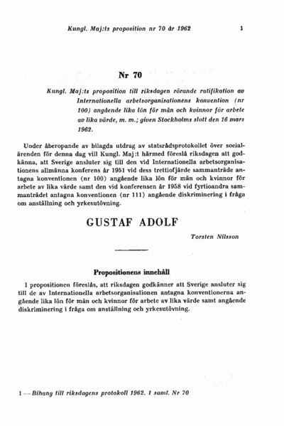 Omslaget till prop. 1962:70