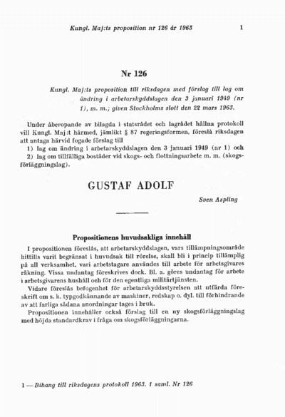 Omslaget till prop. 1963:126