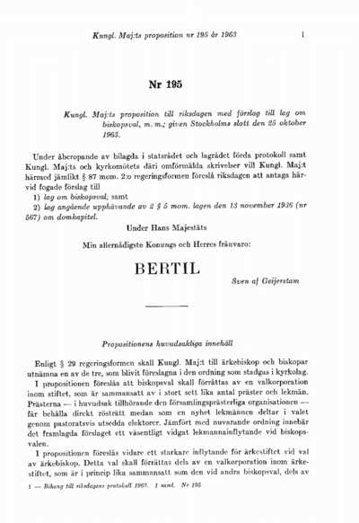 Omslaget till prop. 1963:195