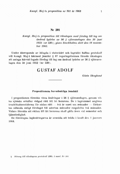 Omslaget till prop. 1963:201