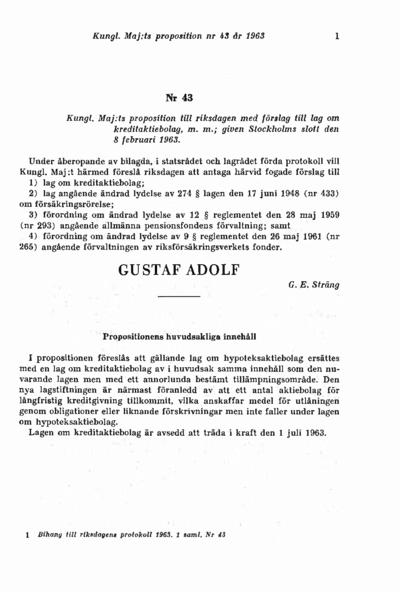 Omslaget till prop. 1963:43