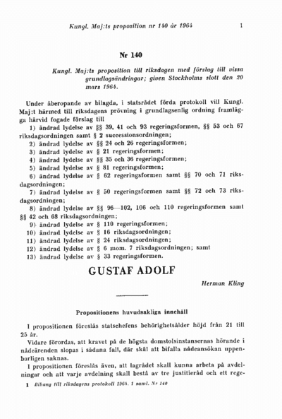 Omslaget till prop. 1964:140