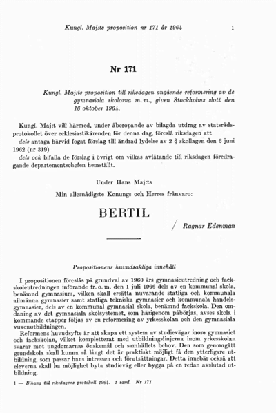 Omslaget till prop. 1964:171