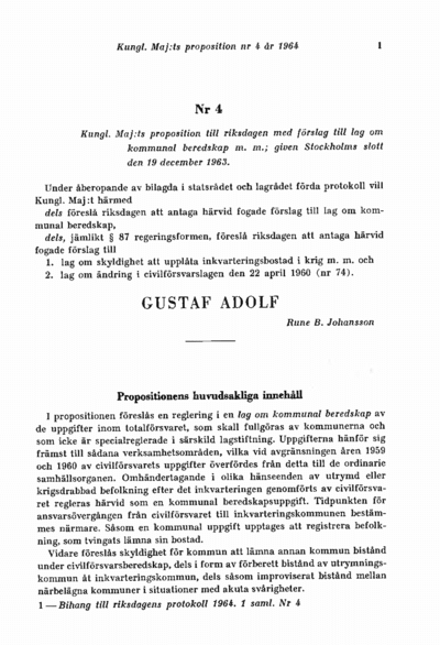 Omslaget till prop. 1964:4